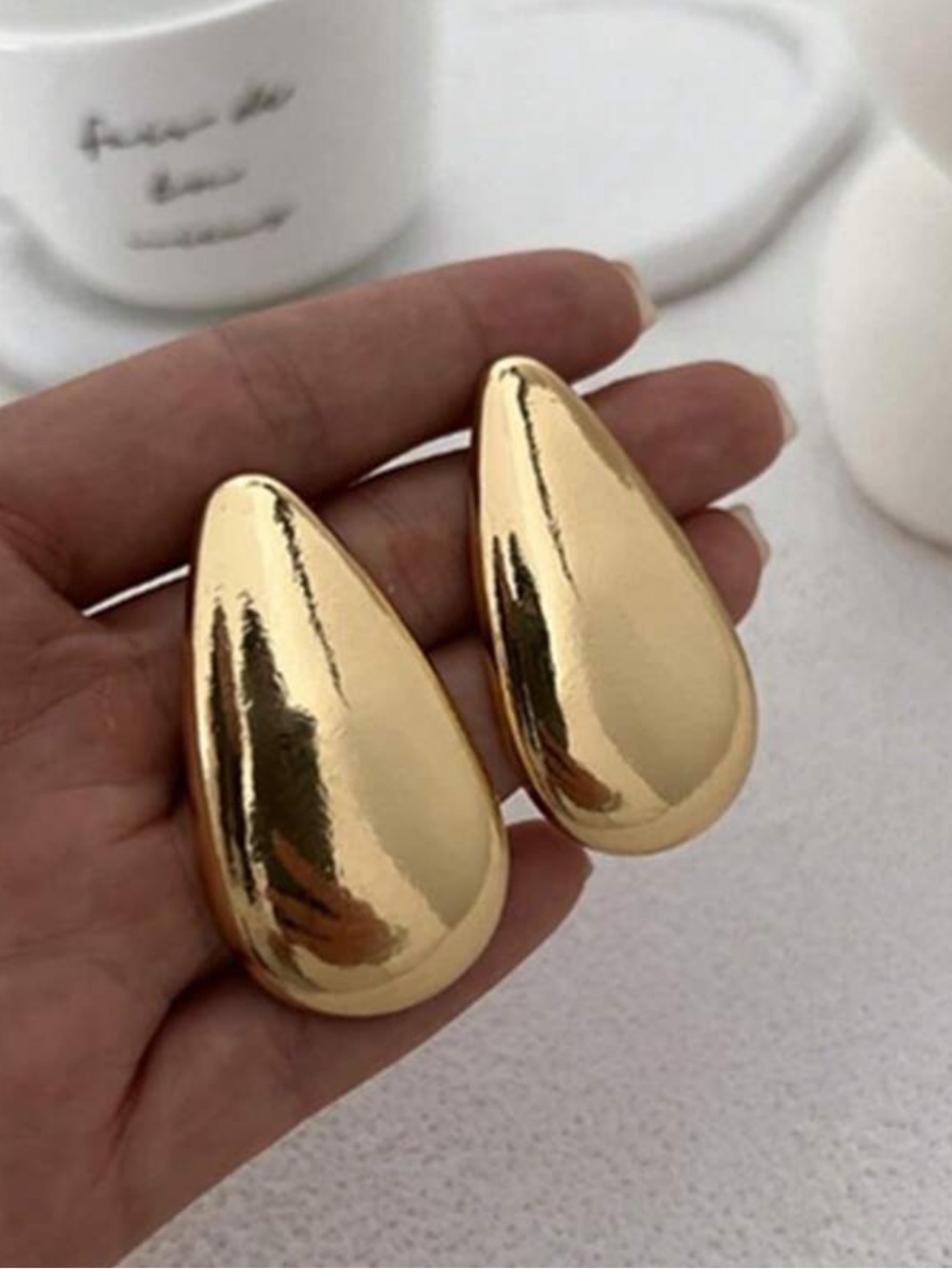 Bold Teardrop Gold Earrings